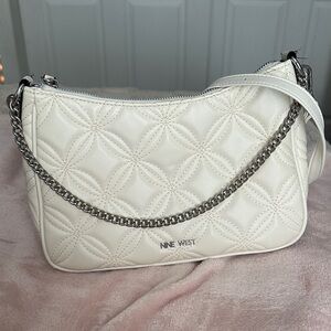Nine West Cream Quilted Shoulder Bag